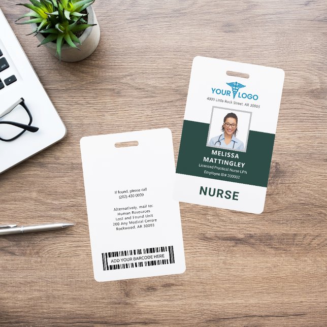 Logo und Foto-ID des Krankenhauses Ausweis (Medical Professional Nurse Blue Green Photo ID Badge)
