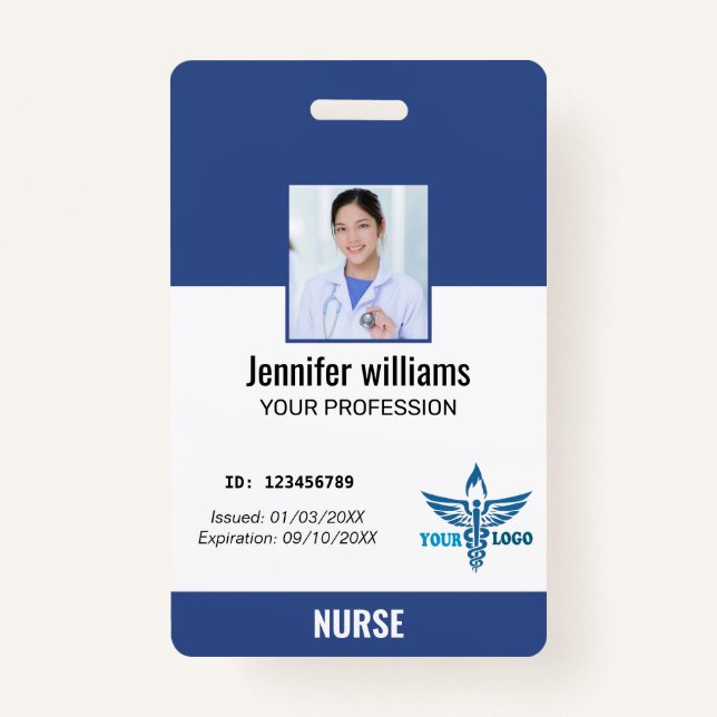 Logo und Foto-ID für personalisierte Krankenhausmi Ausweis (Vorderseite)