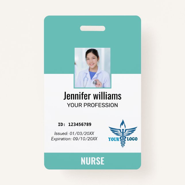 Logo und Foto-ID für personalisierte Krankenhausmi Ausweis (Vorderseite)