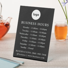 LOGO und Geschäftszeiten | Schwarz | Stehendes Zei Sockelschild