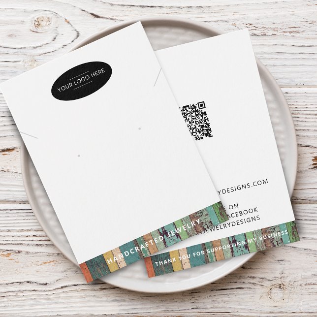 Logo- und QR-Code-Anhänger Ohrring Display-Karte (Add Logo and QR Code Necklace Earring Display Card)