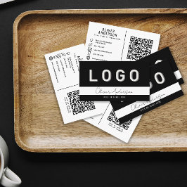 LOGO und QR Code Black Business Card Visitenkarte