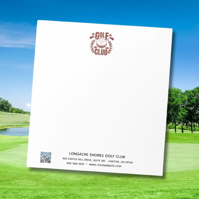 Logo und QR-Code des Golfklubs unmarkiert Notizblock (Von Creator hochgeladen)