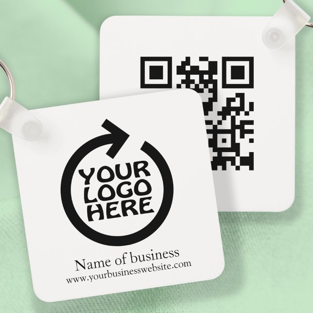 Logo und QR-Code Personalisiert Business Schlüsselanhänger (Logo and QR Code Personalized Business Keychain by Ricaso. Change details to suit your requirements)