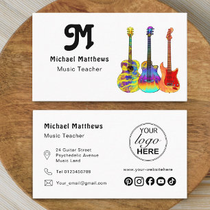 Logo und Social Media Custom Music Teacher Visitenkarte