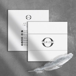 Logo und Social Media Icons Blk/White Sq ID810 Quadratische Visitenkarte