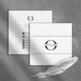Logo und Social Media Icons Blk/White Sq ID810 Quadratische Visitenkarte