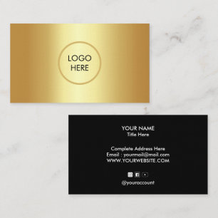 Logo und Text im Gold-Hintergrund anpassbar Visitenkarte
