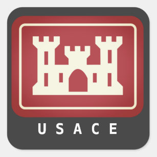 Logo und Text von USACE Quadratischer Aufkleber