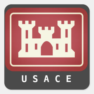 Logo und Text von USACE Quadratischer Aufkleber