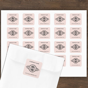 Logo und Website-Benutzerdefiniert Rosa Quadratischer Aufkleber