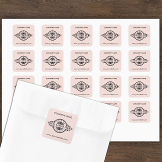 Logo und Website-Benutzerdefiniert Rosa Quadratischer Aufkleber