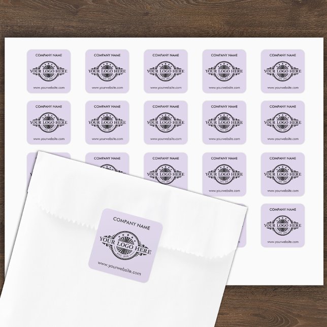 Logo und Website Custom Square Lavendel Quadratischer Aufkleber (Von Creator hochgeladen)