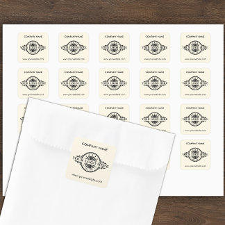 Logo und Website Custom Square Mandelcreme Quadratischer Aufkleber