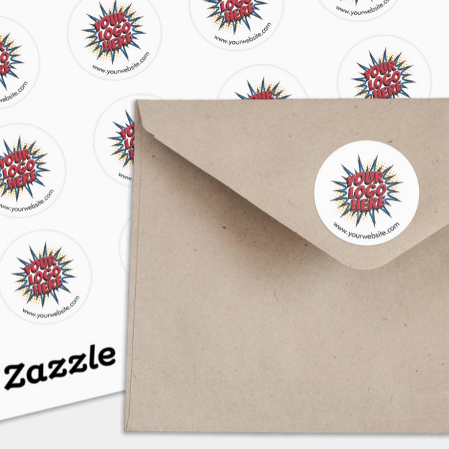 Logo und Website-spezifische White Round-Stickers- Runder Aufkleber (Von Creator hochgeladen)