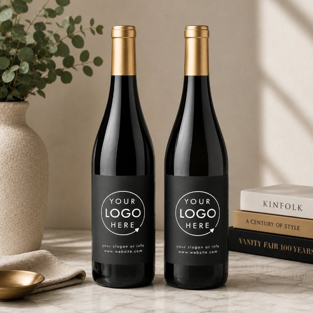 Logo | Unternehmen Minimalistisch Weinetikett (Custom logo wine bottle labels for branded gifts, winery events, and business bottles.)