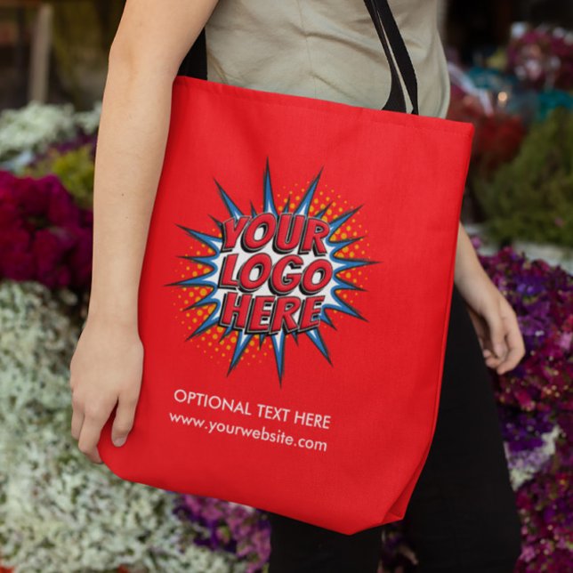 Logo Upload Business Marketing Red Tote Bag (Von Creator hochgeladen)