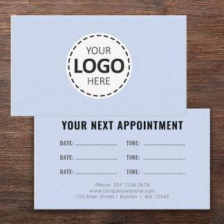 Logo Upload Modern Simple Appointment Blue Visitenkarte
