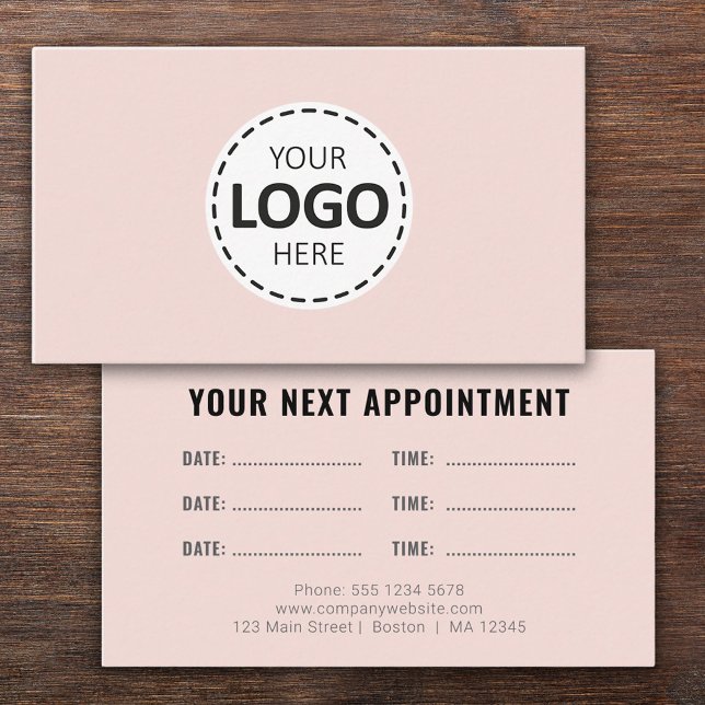 Logo Upload Modern Simple Appointment Blush Visitenkarte (Von Creator hochgeladen)