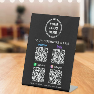 Logo Venmo Zelle CashApp Instagram QR-Code Schwarz Sockelschild
