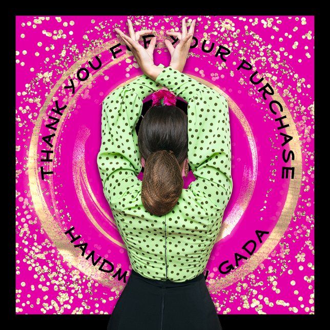 Logo Vielen Dank, dass Sie handmade Pink Gold Conf Runder Aufkleber (Logo Thank You Handmade Pink Gold Confetti Classic Round Sticker)