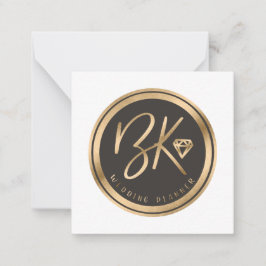 Logo von Black Imitats Gold Foil Initials Company Mitteilungskarte