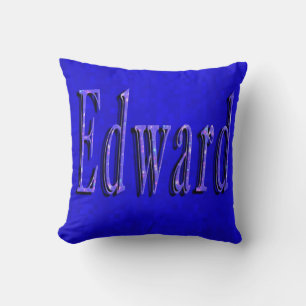 Logo von Edward Name auf blauem Mosaik, Kissen