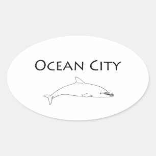 Logo von Ocean City Maryland (Delphin) Ovaler Aufkleber