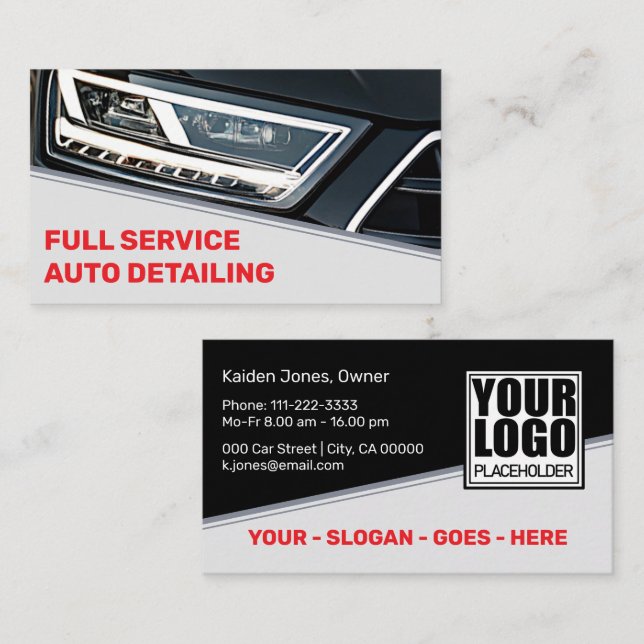 Logo-Vorlage Cooler Black Red Car Service Visitenkarte (Vorne/Hinten)
