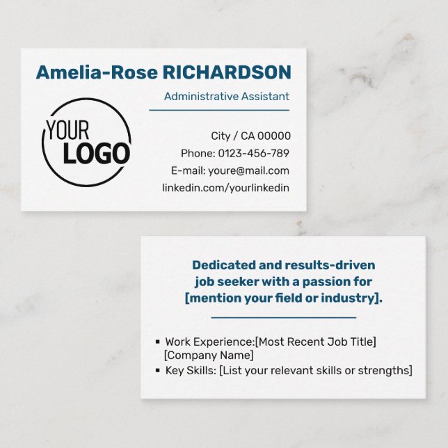 Logo-Vorlage für die klassische Jobsuche Einfach M Visitenkarte (Vorne/Hinten)