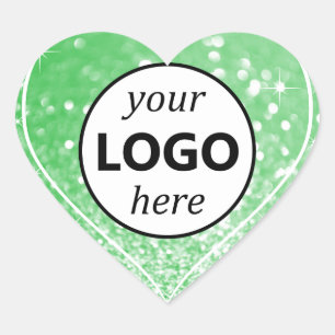 Logo-Vorlage Grüne Glitzer-Sparkle-Stars Herz-Aufkleber