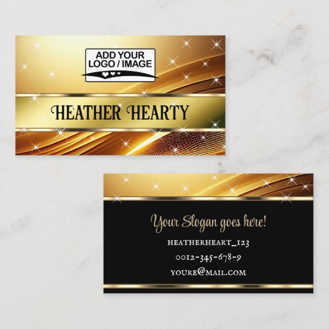 Logo-Vorlage Luxury Chic Deluxe Liquid Golden Visitenkarte (Vorne/Hinten)