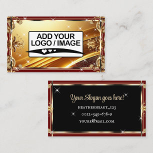 Logo-Vorlage Luxus Chic Schwarz Gold Weinrot Visitenkarte