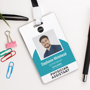 Logo Vorlage Mitarbeiter Foto Name ID Türkis Blau Ausweis