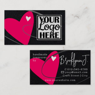 Logo-Vorlage Neon Pink Liebe Herz für Crafters Visitenkarte