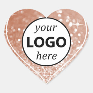 Logo-Vorlage Rose Gold Rosa Glitzer Sparkle Stars Herz-Aufkleber