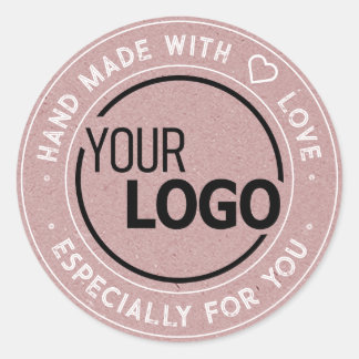 Logo-Vorlage speziell für Sie Pink Kraft Paper Runder Aufkleber