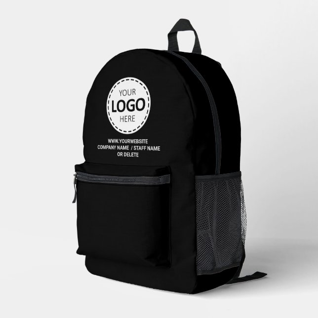 Logo & Web-URL / Text-Upload Werbe-Schwarz Bedruckter Rucksack (Rückseitige Ecke Rechts)