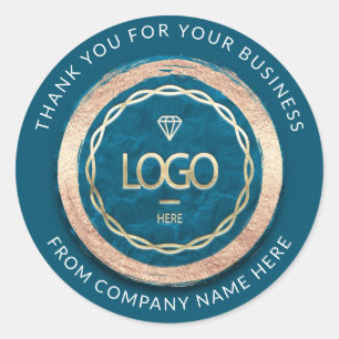 Logo-Website Vielen Dank Aquamarin Blue Runder Aufkleber