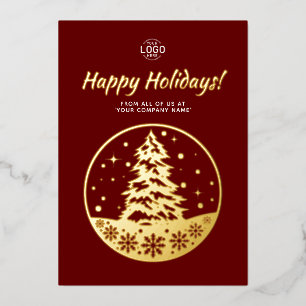 Logo Weihnachtsbaum Gold Burgunderrot Feiertage Ka Folieneinladung