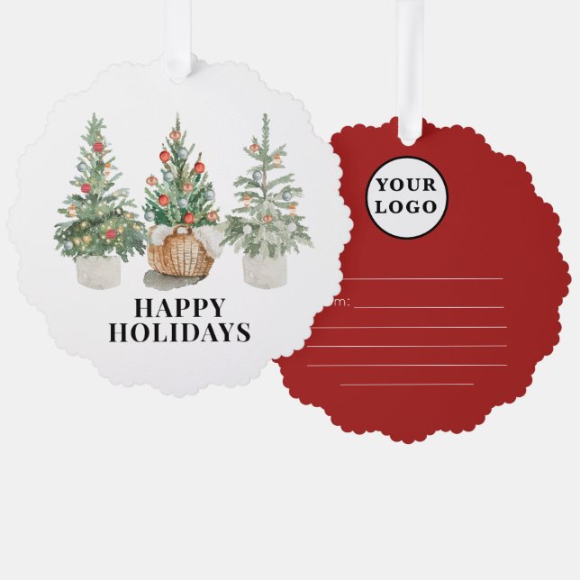 Logo-Weihnachtsgeschenk-Tag Ornament Karte (Vorderseite/Rückseite)