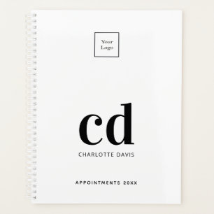 Logo weiß schwarzes Monogramm Anfangsbuchstaben Ge Planer