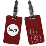 Logo-Werbeaktion Burgundy Business-Branding Gepäckanhänger<br><div class="desc">Einfaches Logo-Design für Ihr Unternehmen. Ersetzen Sie das Logo und die Details durch Ihre eigenen und ändern Sie die Hintergrundfarbe im Designwerkzeug,  um sie anzupassen. Ideal als Werbeartikel für Kunden,  Kunden und Mitarbeiter,  für Geschäftsreisen und Messen.</div>
