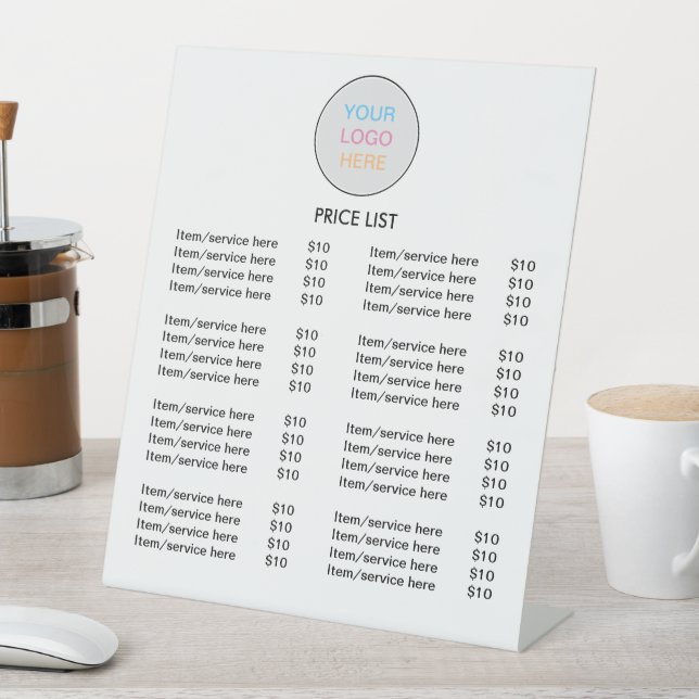 Logo White Modern Price List Pedestzeichen Sockelschild (In Situ)