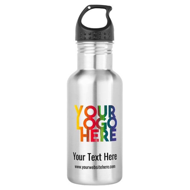Logo "White Simple Business" Edelstahlflasche (Vorderseite)