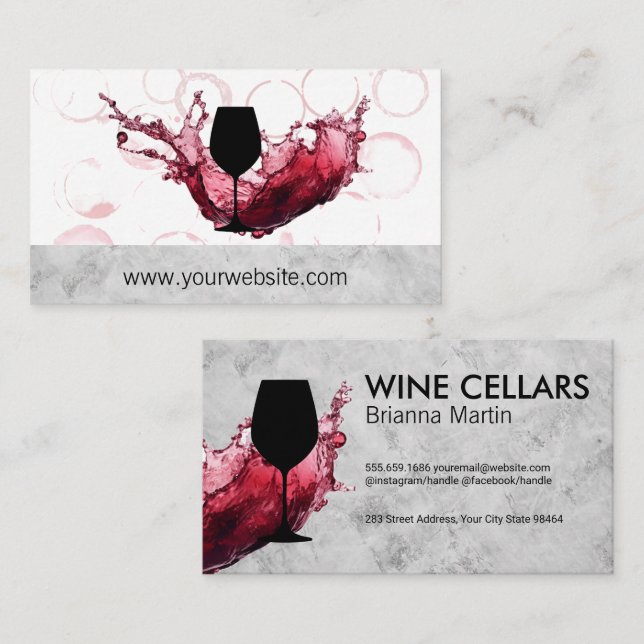 Logo "Wine Pour Splash" | Weinkeller Terminkarte (Vorne/Hinten)