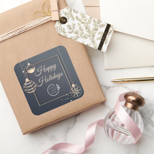 Logoaufenthalt Weihnachten Weihnachten Corporate M Quadratischer Aufkleber (Schenken)