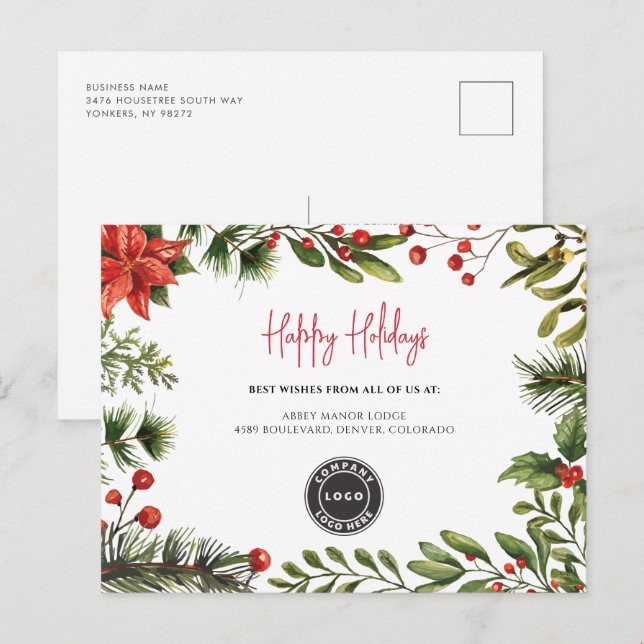 Logogeschäft Weihnachtskunden Feiertagspostkarte (Vorne/Hinten)