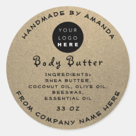 Logohandmade Kosmetikpapier Kraft Runder Aufkleber