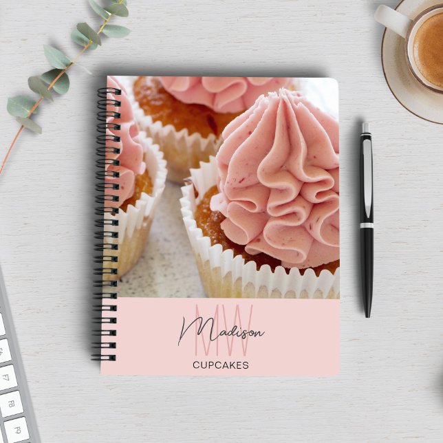 Logokombination für Bäckereien Rosa Foto Notizblock (Bakery Monogram Logo Photo Pink Notebook)